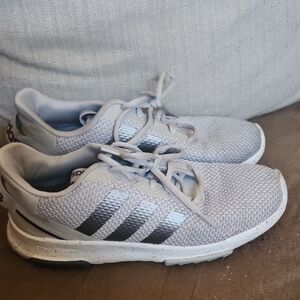Adidas Light Gray and White Running Shoes